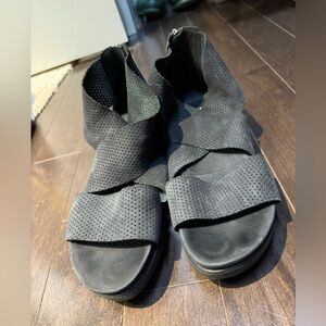 Eileen Fisher Black Perforated Sandals